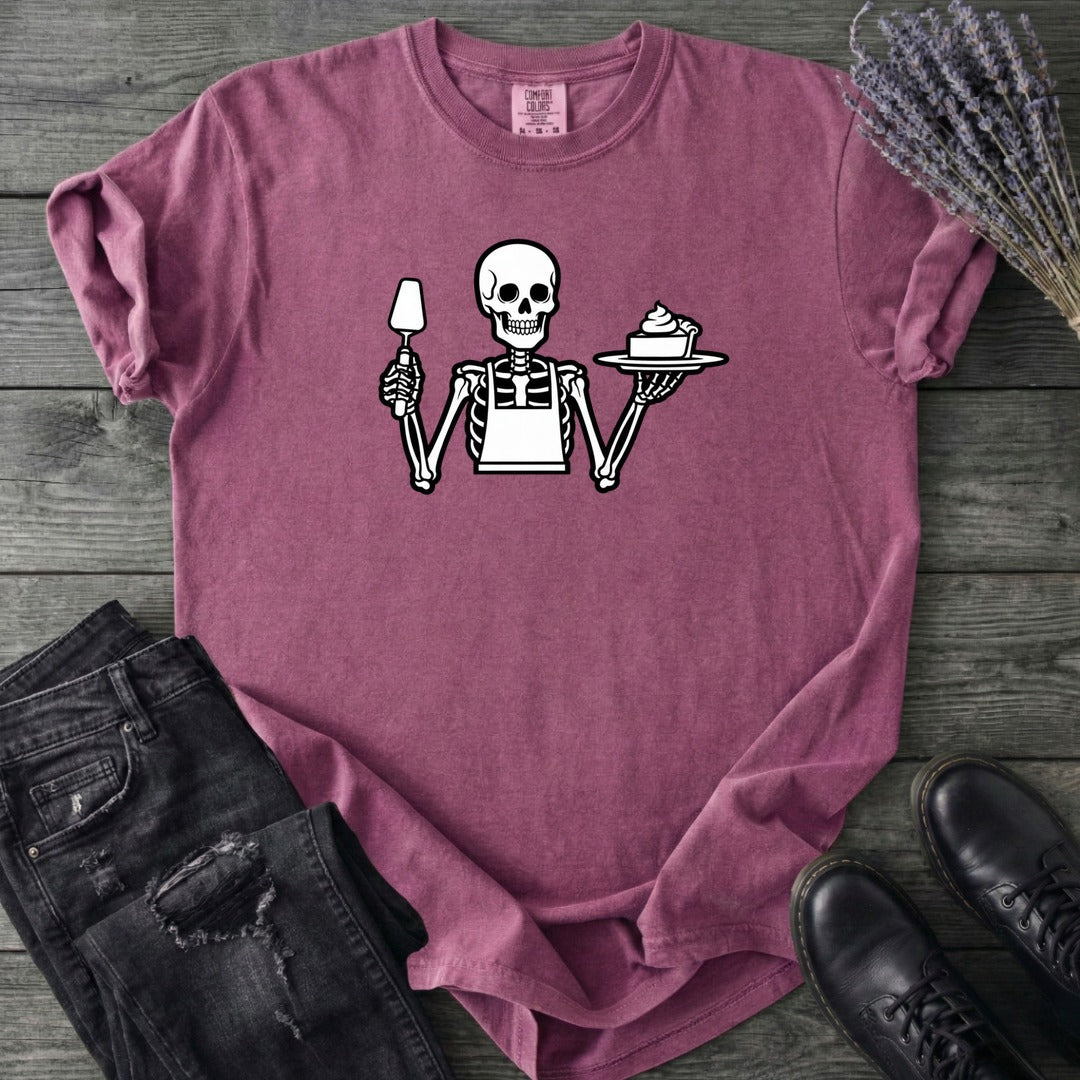 Skeleton Serving Pie T-Shirt