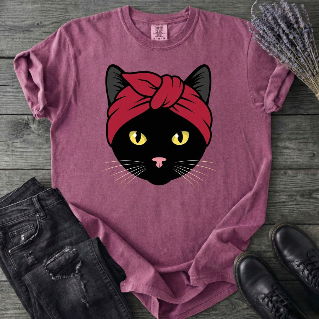 Black Cat Headband T-Shirt