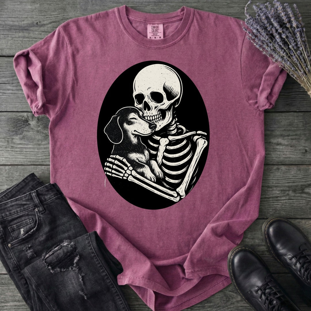 Skeleton Dachshund Hug T-Shirt