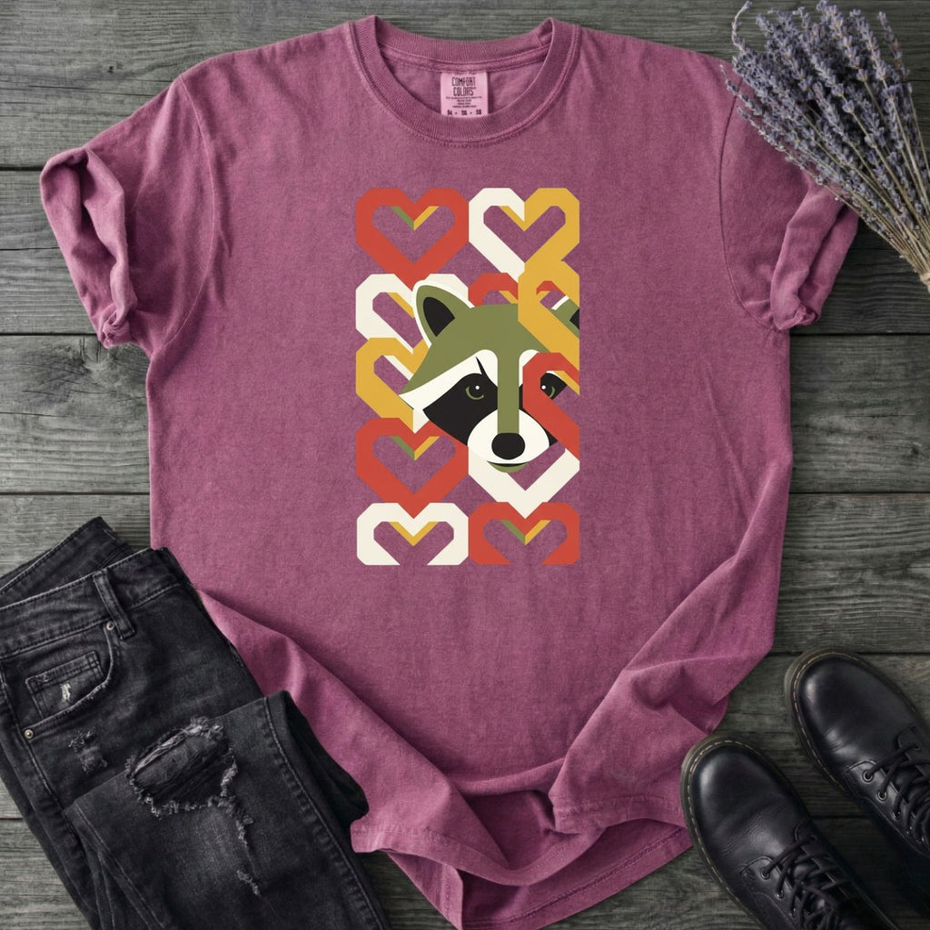 Geometric Hearts Raccoon T-Shirt