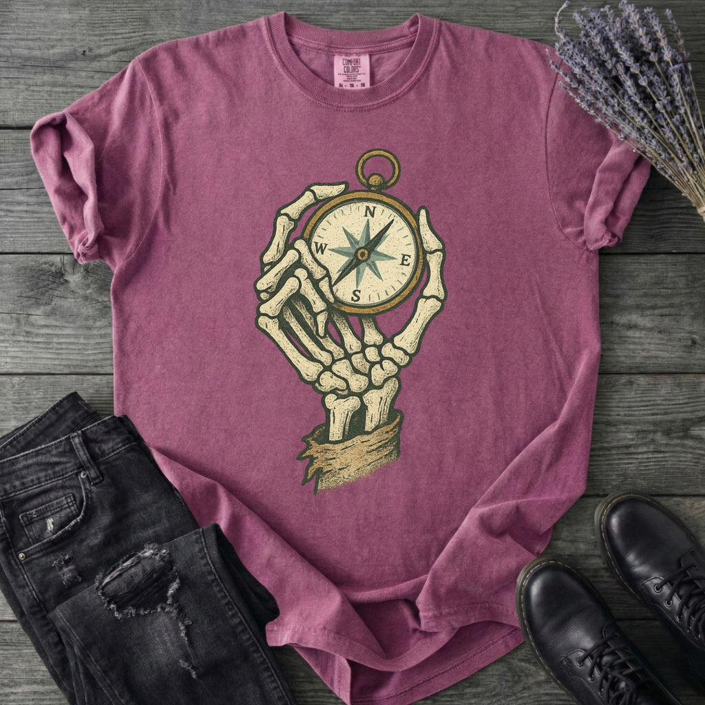 Nautical Compass Skeleton Hand T-Shirt