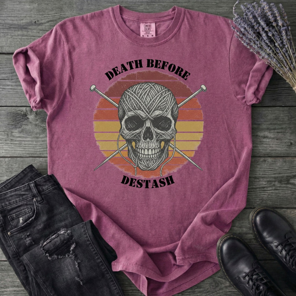 Death Before Destash Yarn Skull T-Shirt