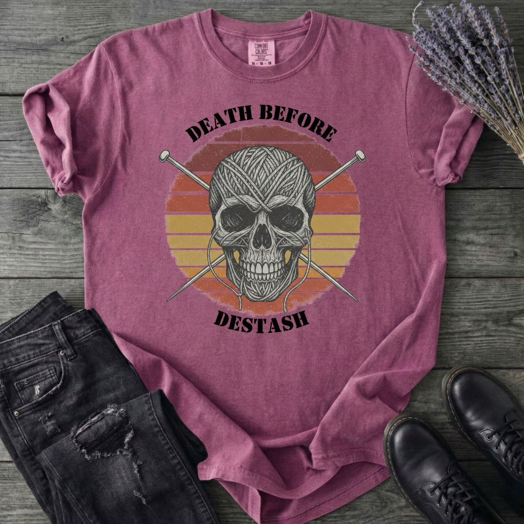 Death Before Destash Yarn Skull T-Shirt