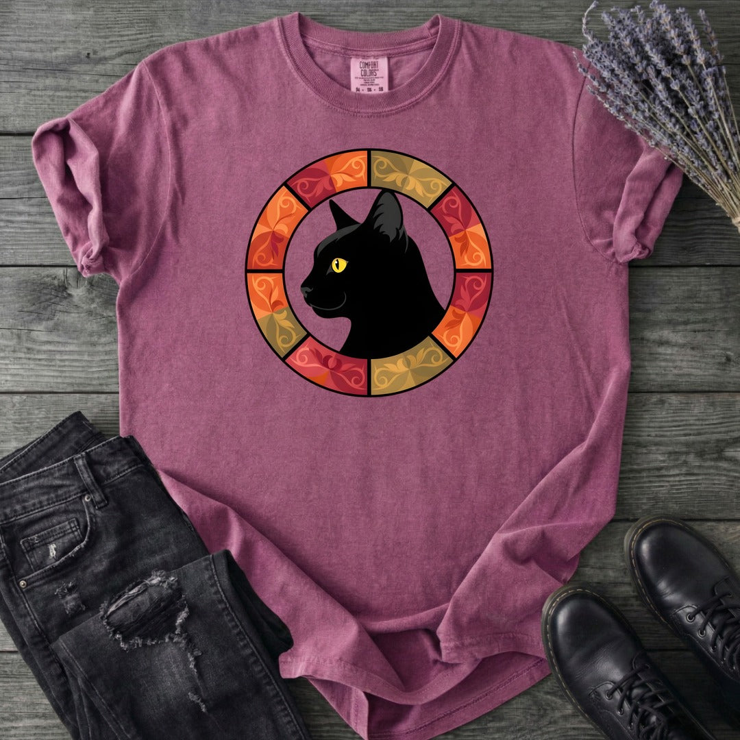 Black Cat Autumn Medallion T-Shirt