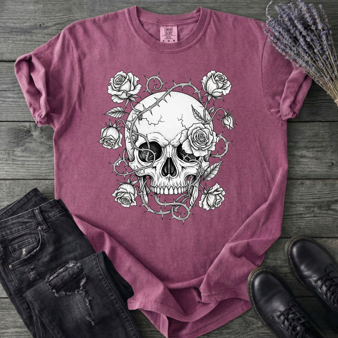 Macabre Floral Skull T-Shirt