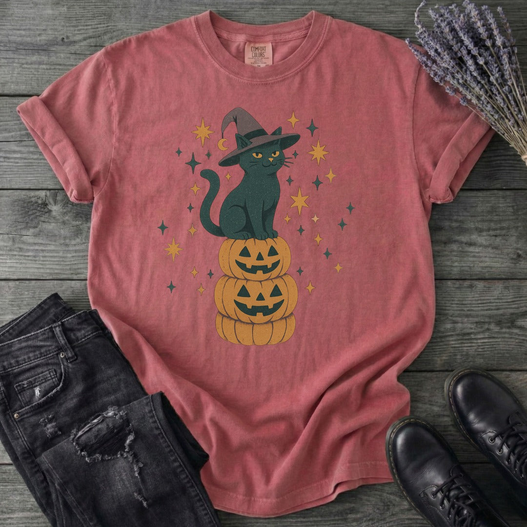 Stacked Cat and Pumpkins T-Shirt