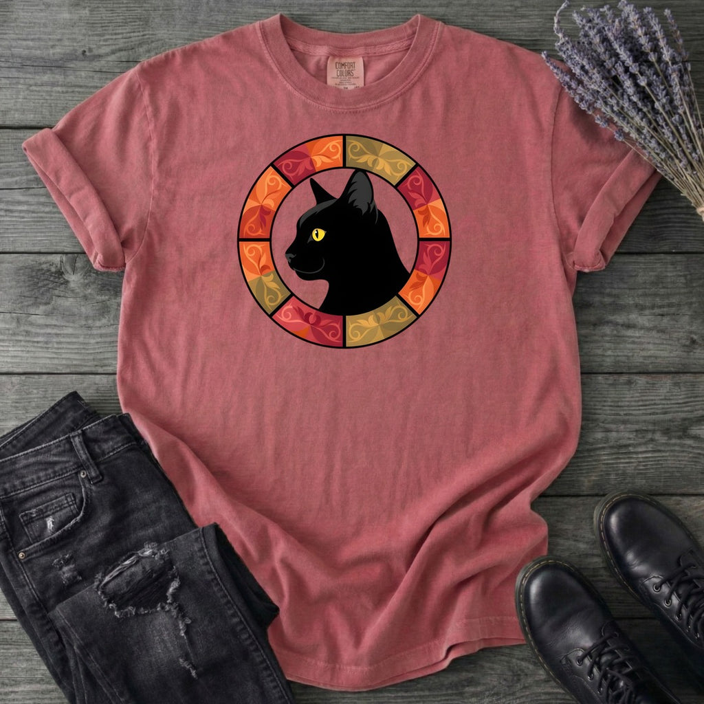 Black Cat Autumn Medallion T-Shirt