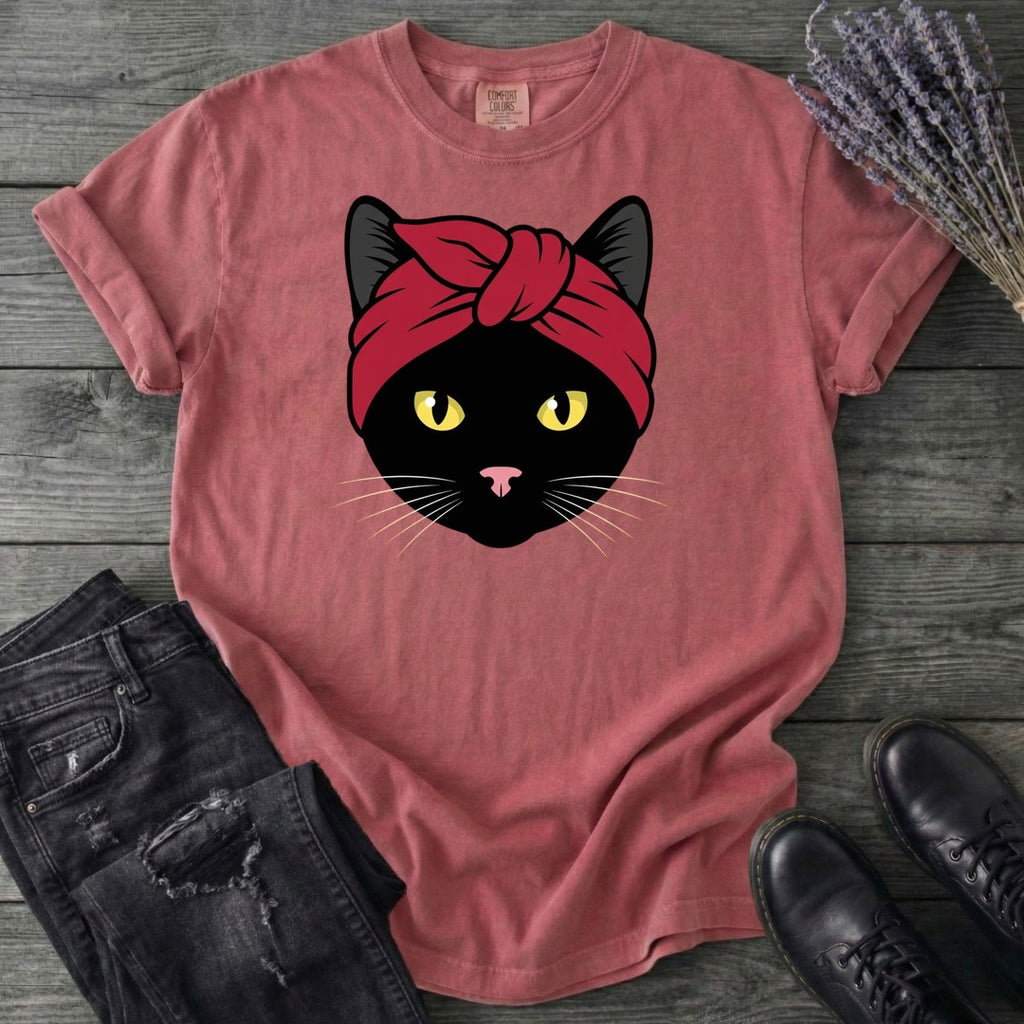 Black Cat Headband T-Shirt