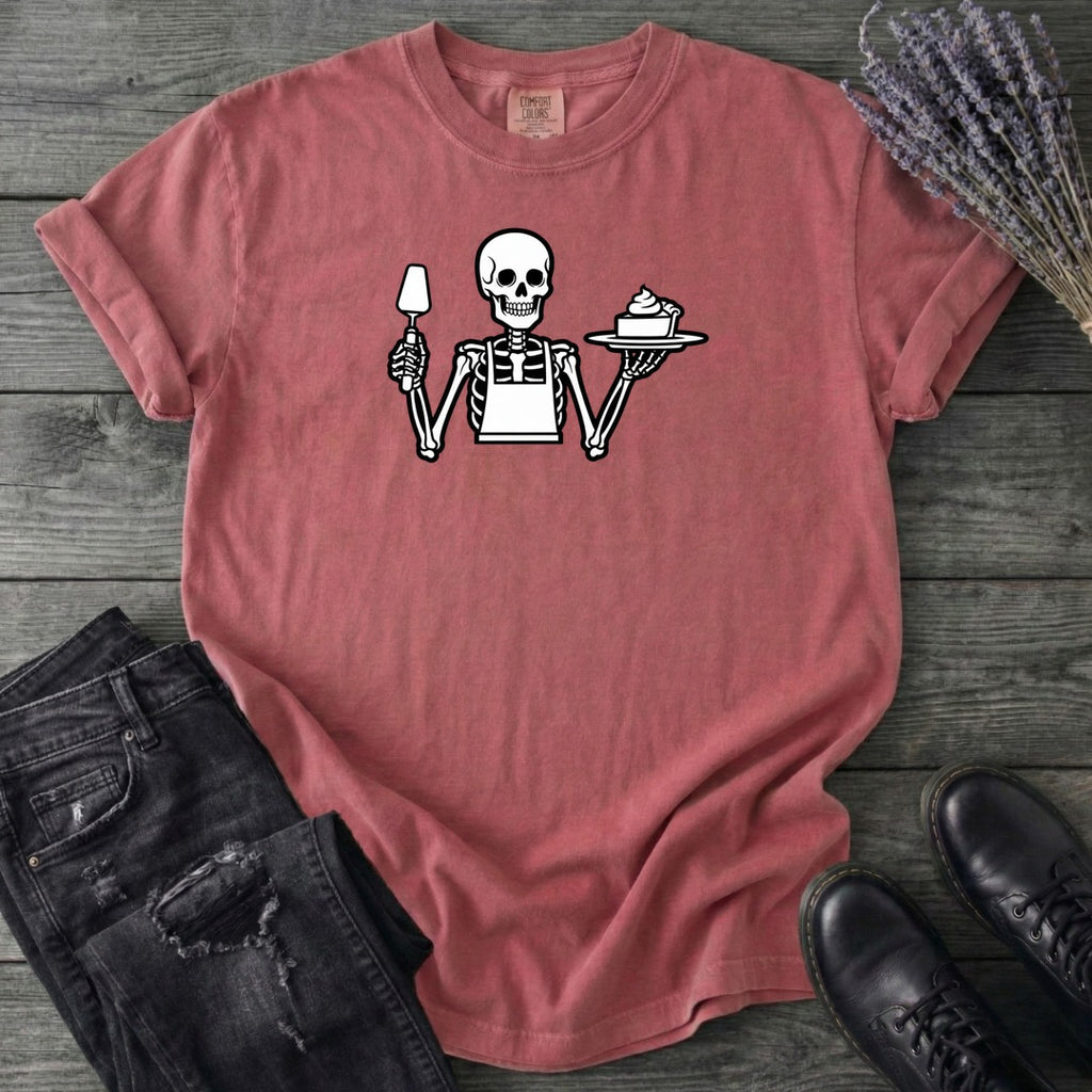 Skeleton Serving Pie T-Shirt
