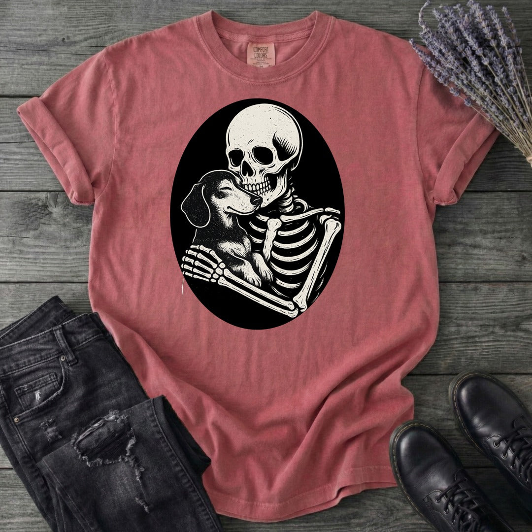 Skeleton Dachshund Hug T-Shirt