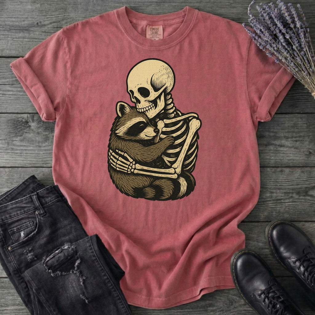 Skeleton Raccoon Hug T-Shirt