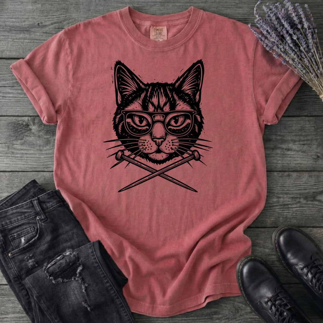 Cat Knitting Needles T-Shirt