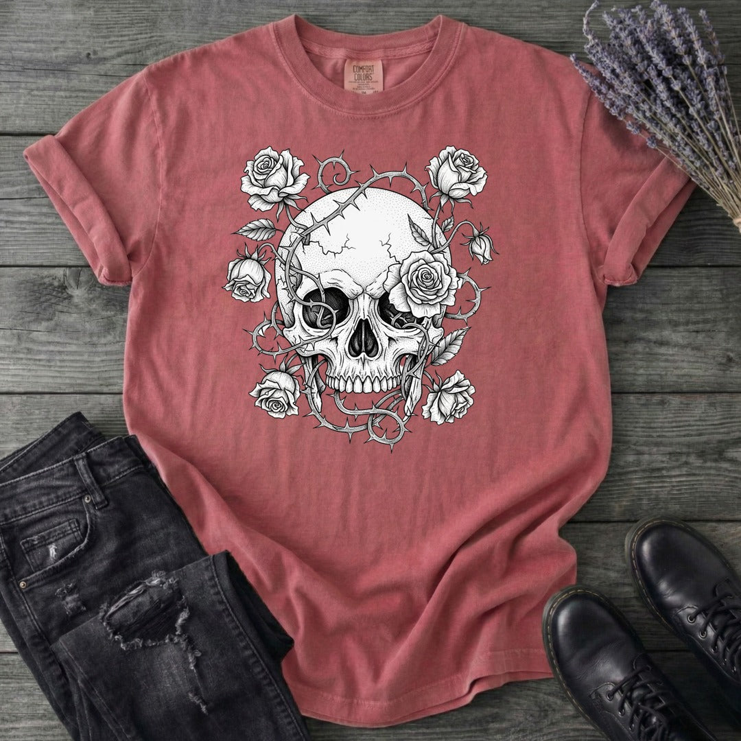Macabre Floral Skull T-Shirt