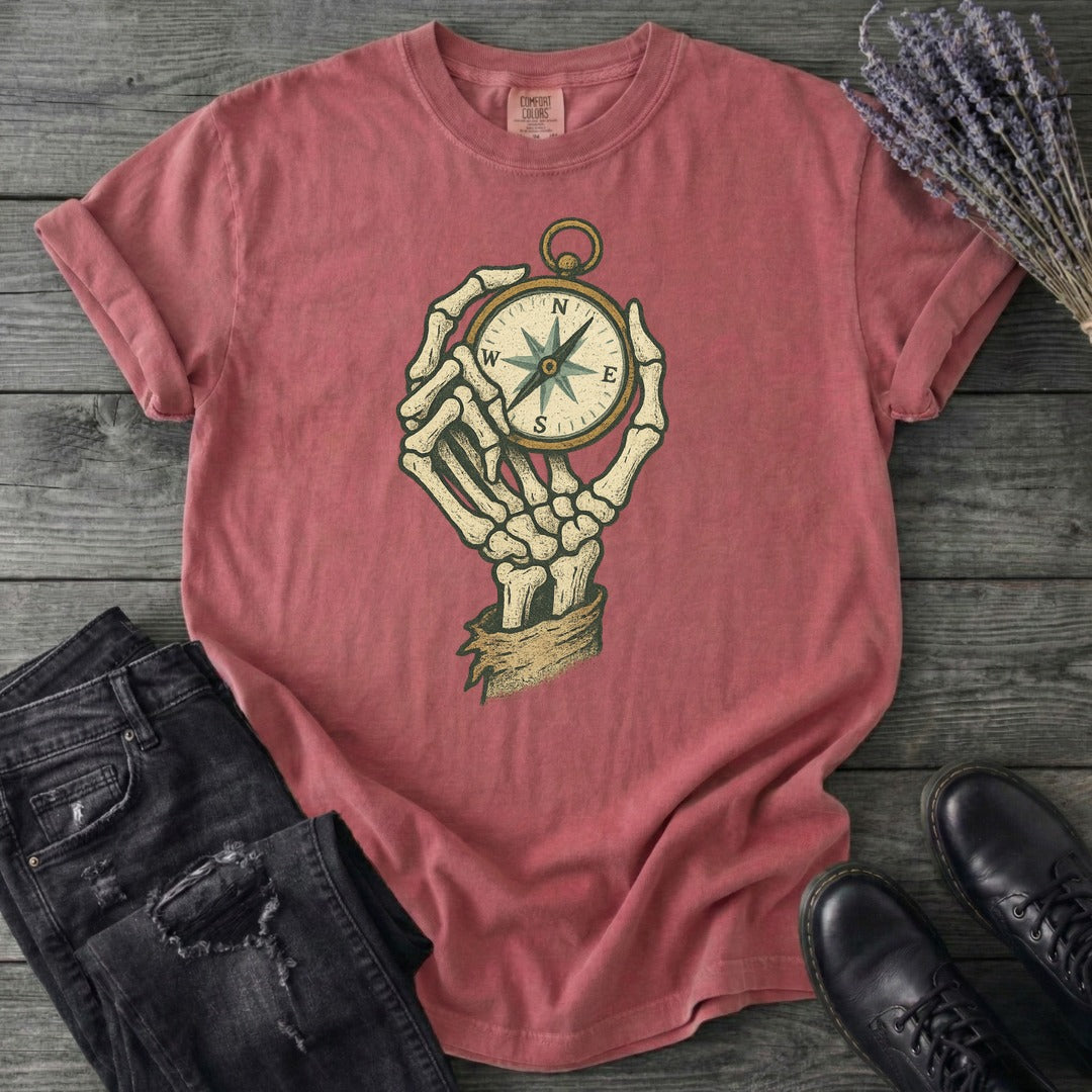 Nautical Compass Skeleton Hand T-Shirt