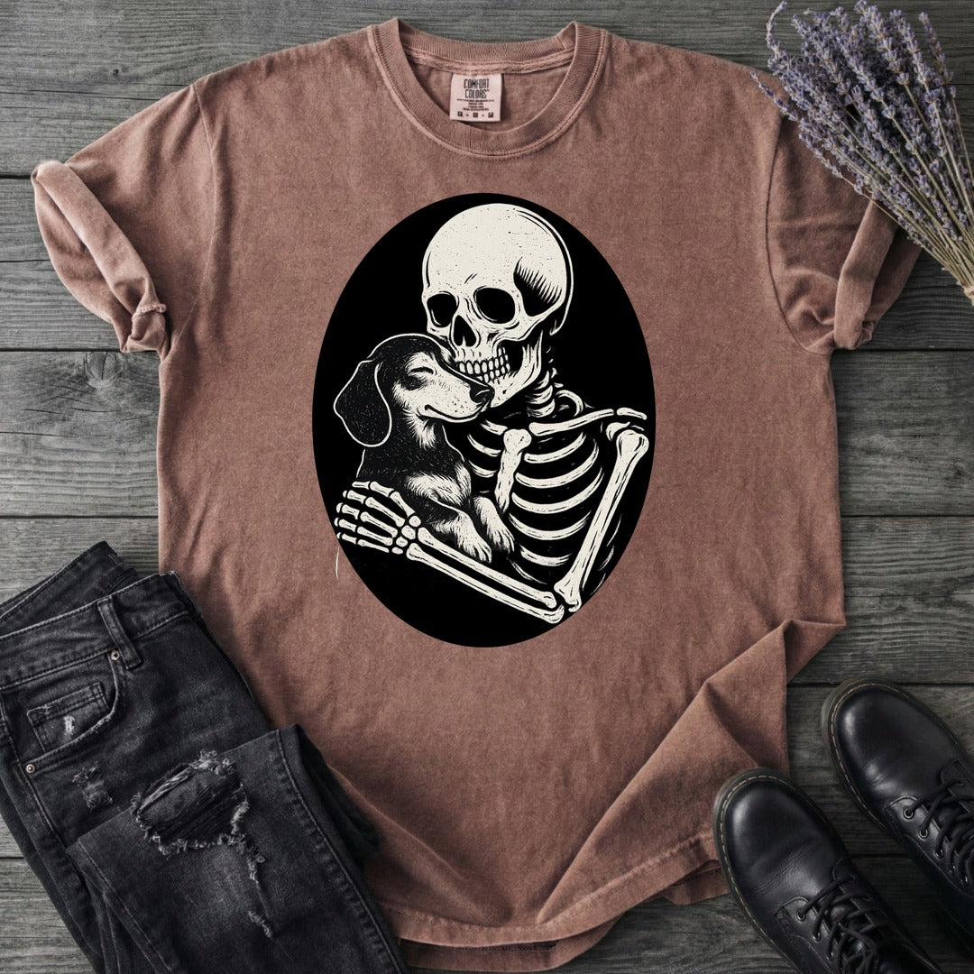 Skeleton Dachshund Hug T-Shirt