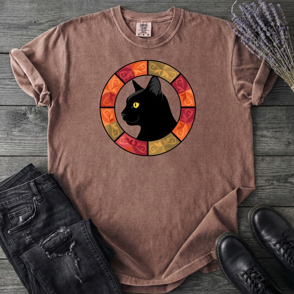 Black Cat Autumn Medallion T-Shirt