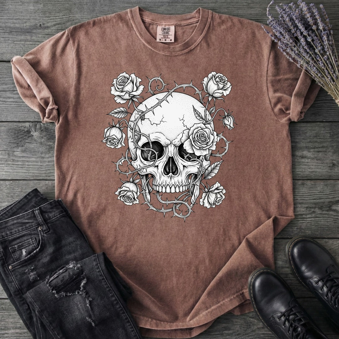 Macabre Floral Skull T-Shirt