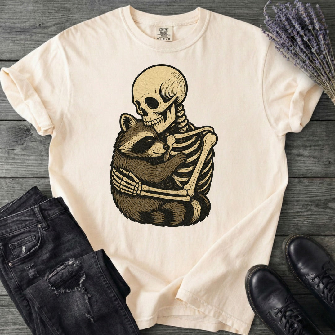 Skeleton Raccoon Hug T-Shirt