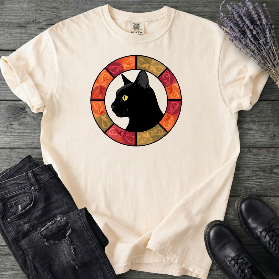 Black Cat Autumn Medallion T-Shirt