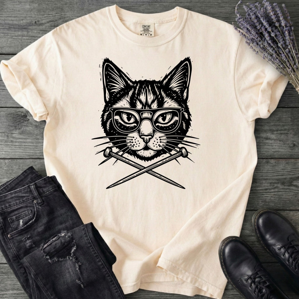 Cat Knitting Needles T-Shirt