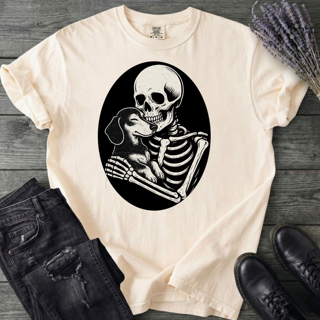 Skeleton Dachshund Hug T-Shirt