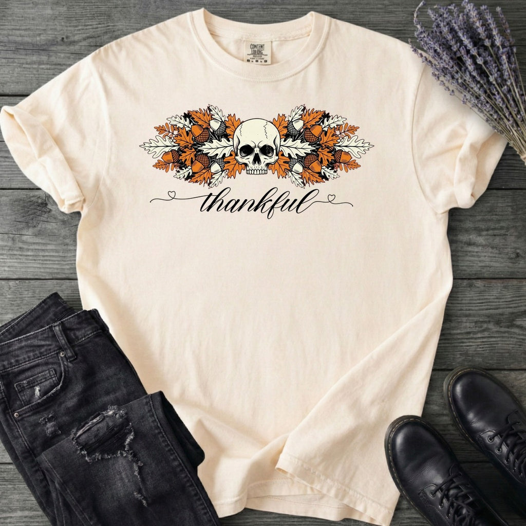 Thankful Leaf Swag Skull T-Shirt
