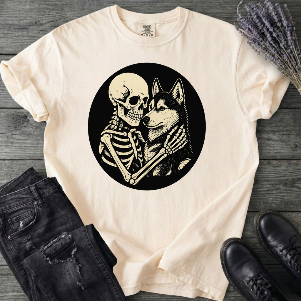 Skeleton Husky Hug T-Shirt