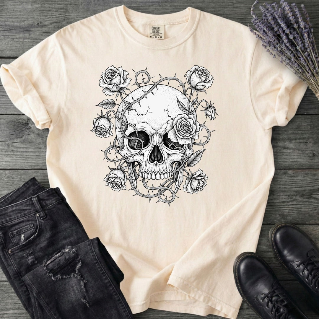 Macabre Floral Skull T-Shirt