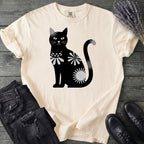 Retro Texture Black Cat T-Shirt