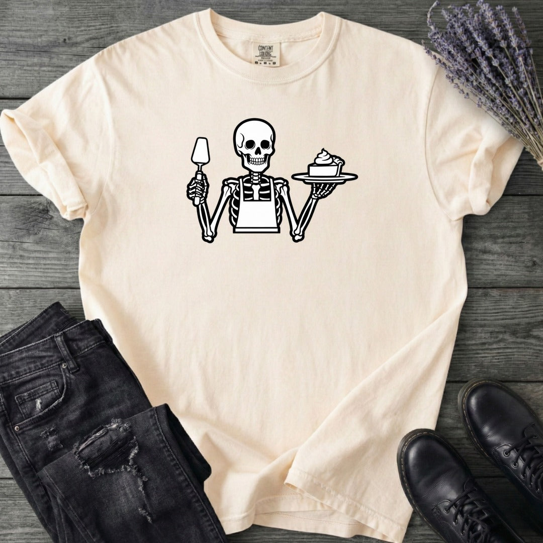 Skeleton Serving Pie T-Shirt