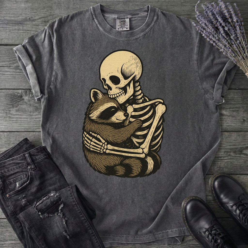 Skeleton Raccoon Hug T-Shirt