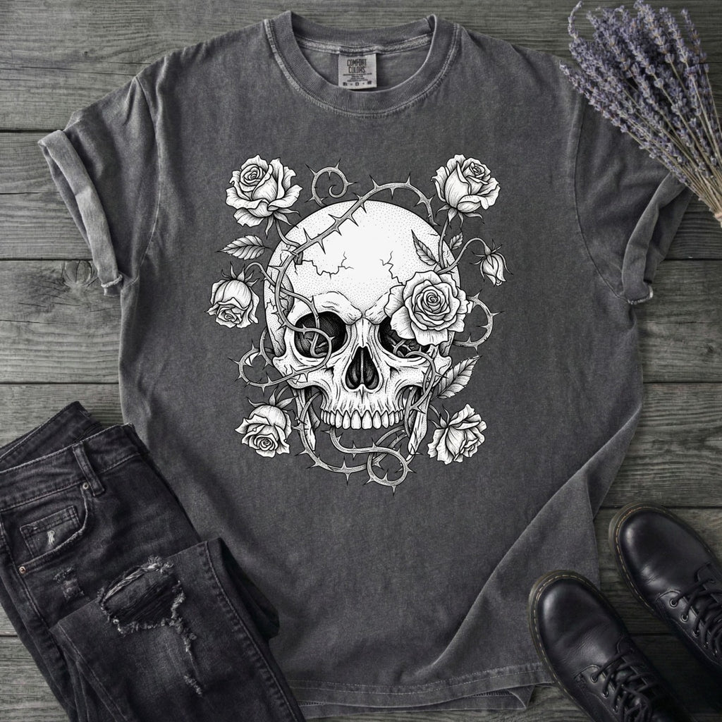 Macabre Floral Skull T-Shirt