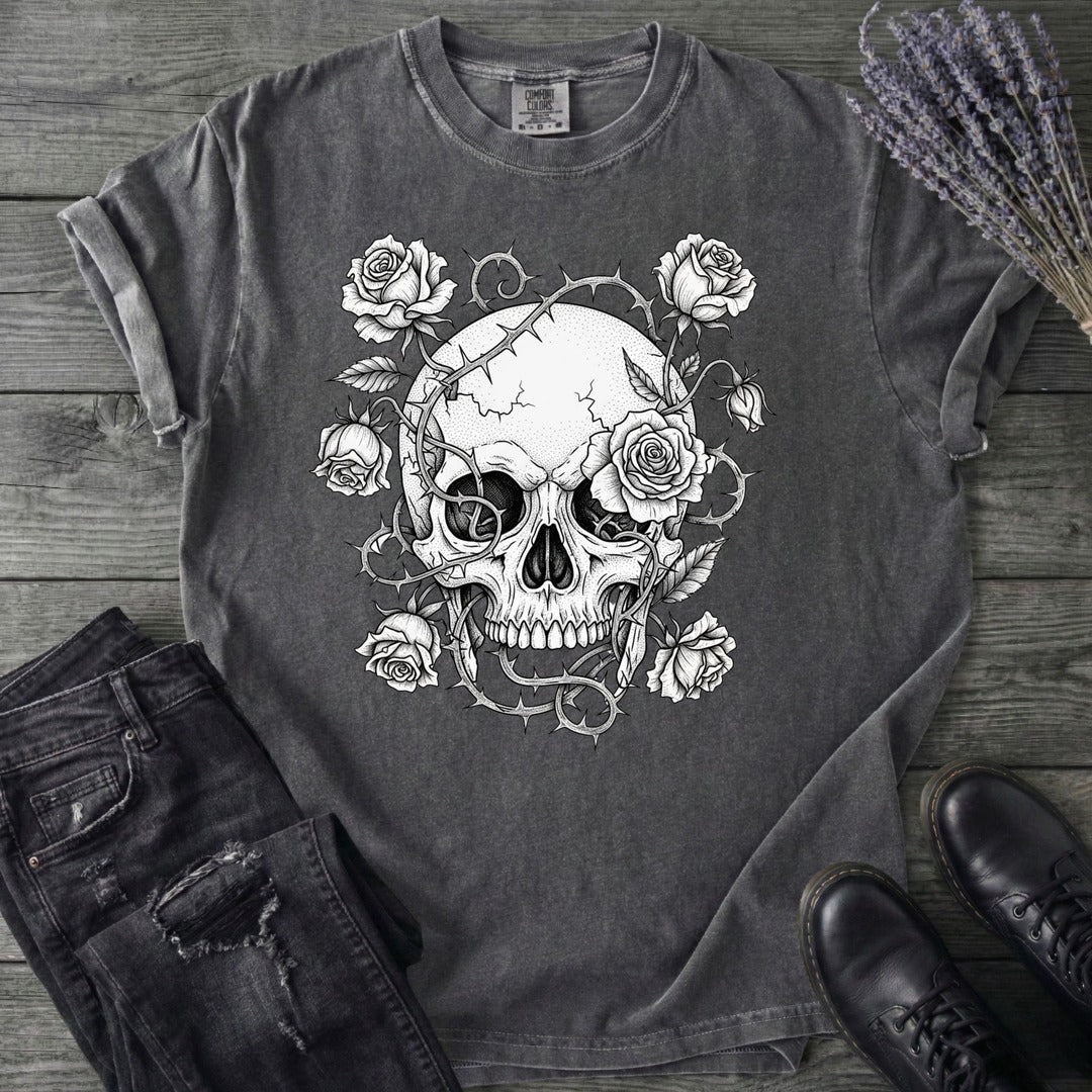 Macabre Floral Skull T-Shirt