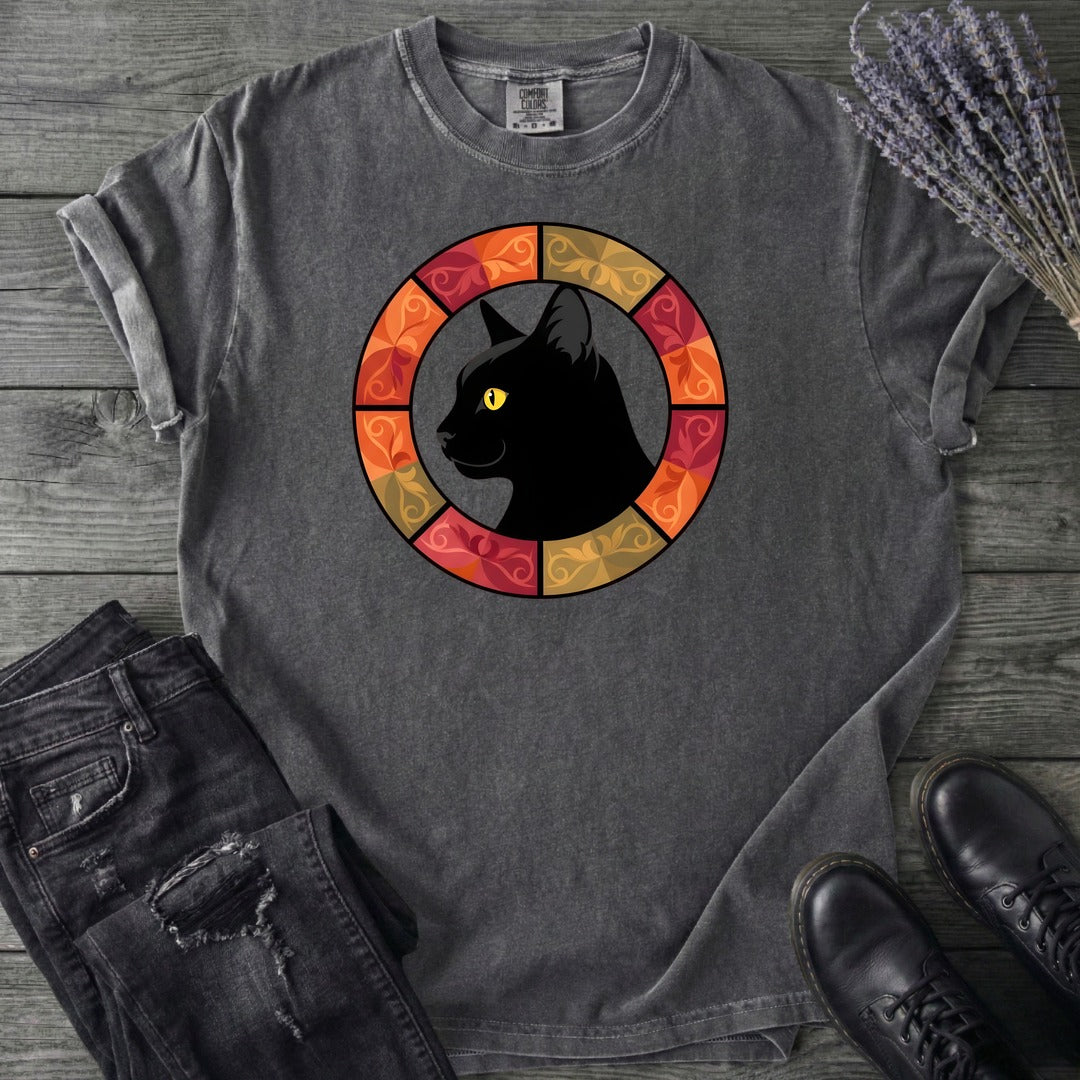 Black Cat Autumn Medallion T-Shirt