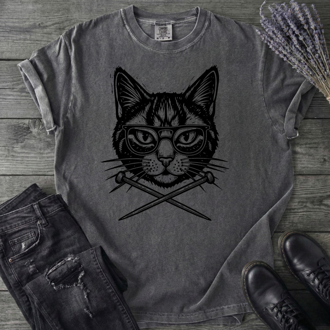Cat Knitting Needles T-Shirt