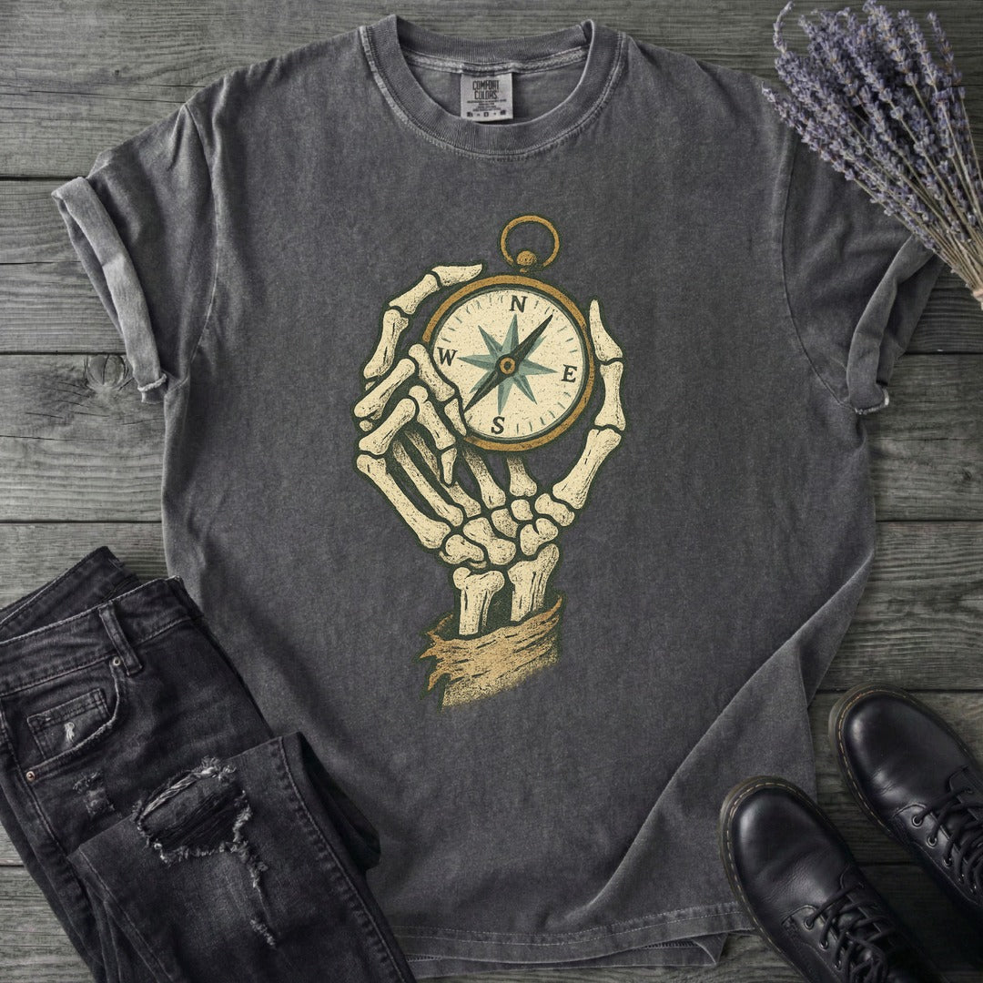 Nautical Compass Skeleton Hand T-Shirt