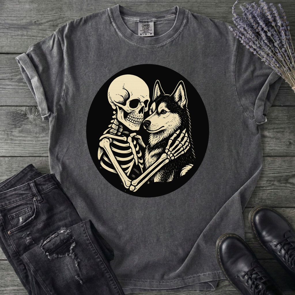 Skeleton Husky Hug T-Shirt