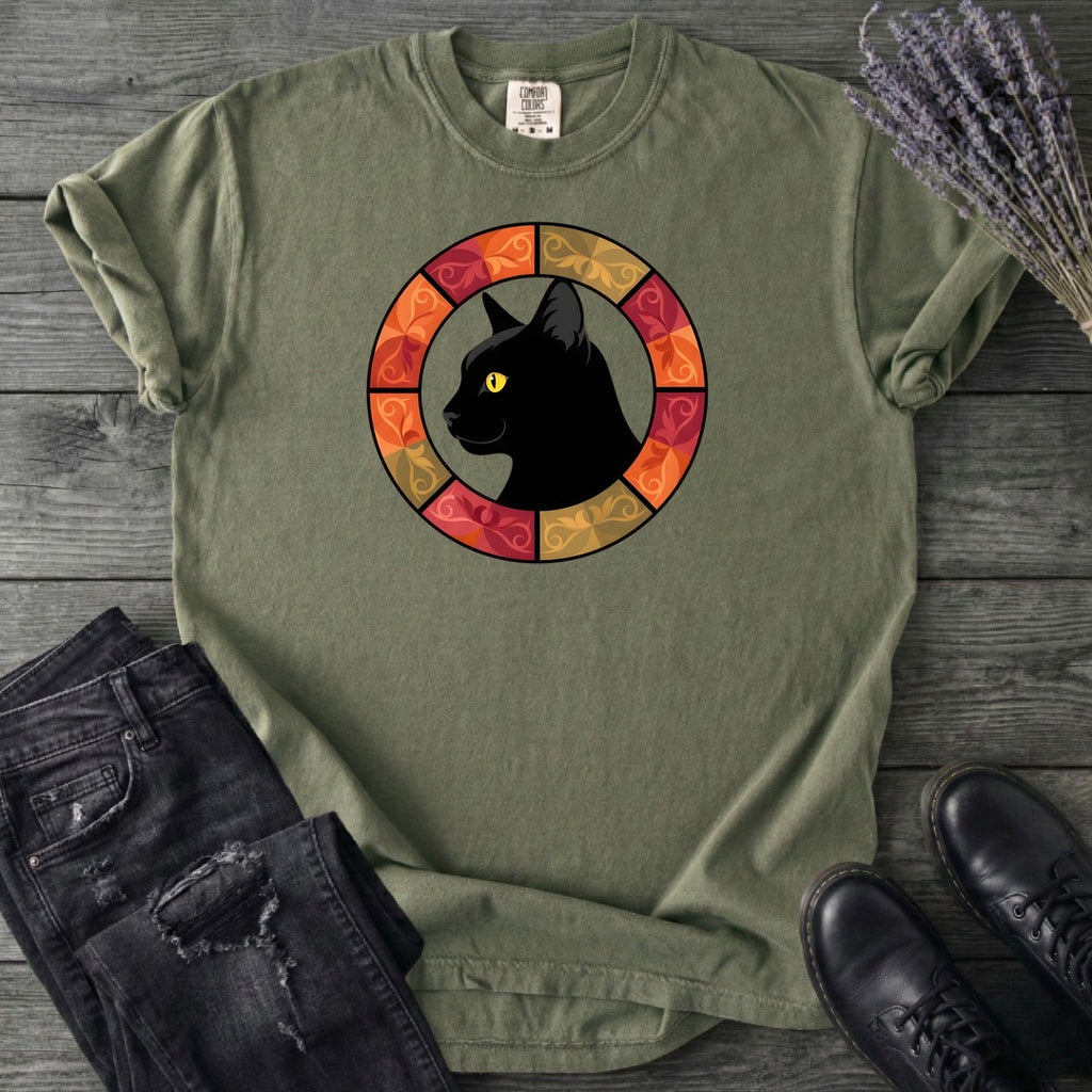 Black Cat Autumn Medallion T-Shirt