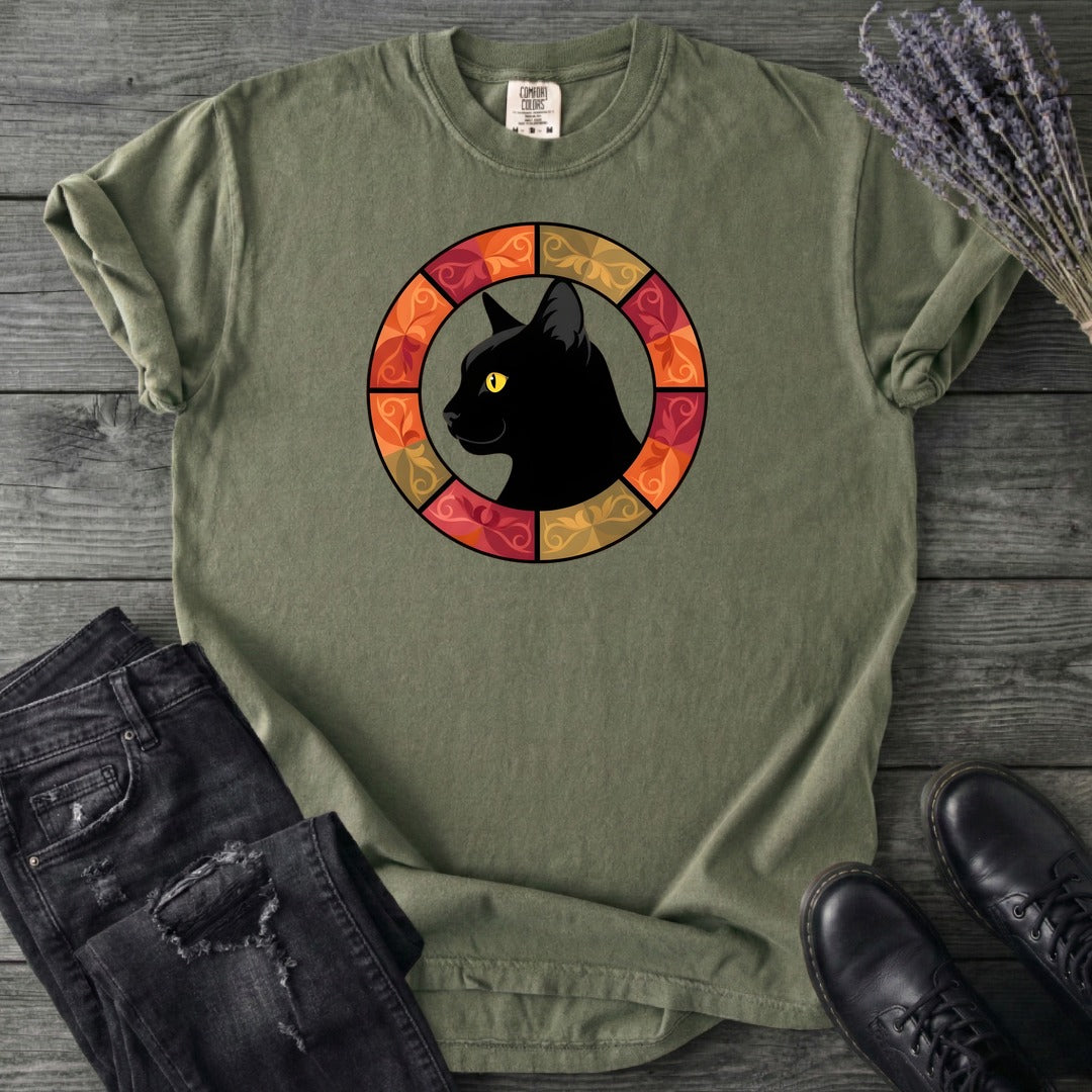 Black Cat Autumn Medallion T-Shirt