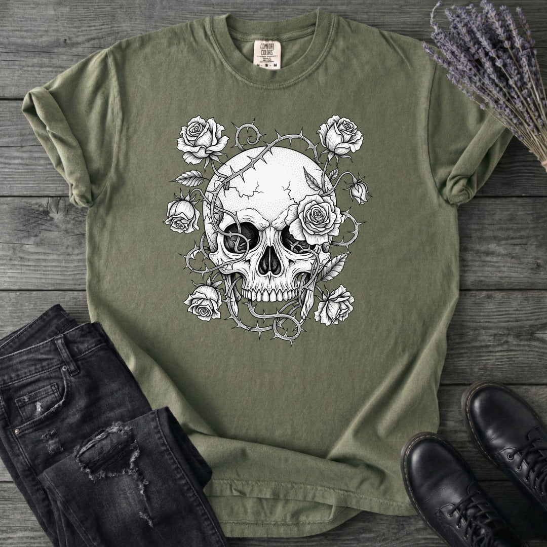Macabre Floral Skull T-Shirt