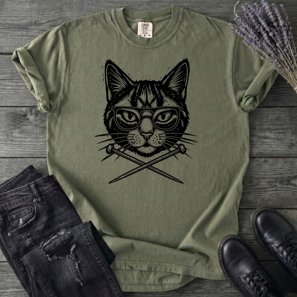 Cat Knitting Needles T-Shirt