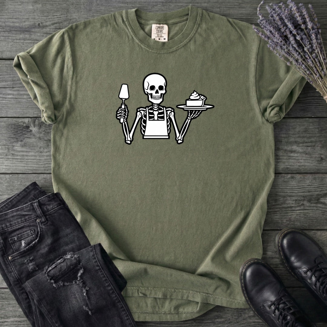 Skeleton Serving Pie T-Shirt