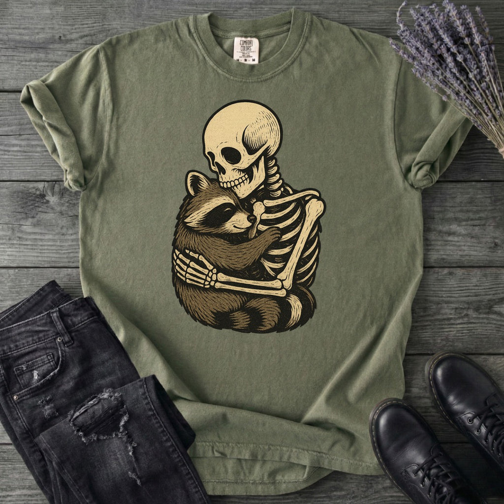 Skeleton Raccoon Hug T-Shirt