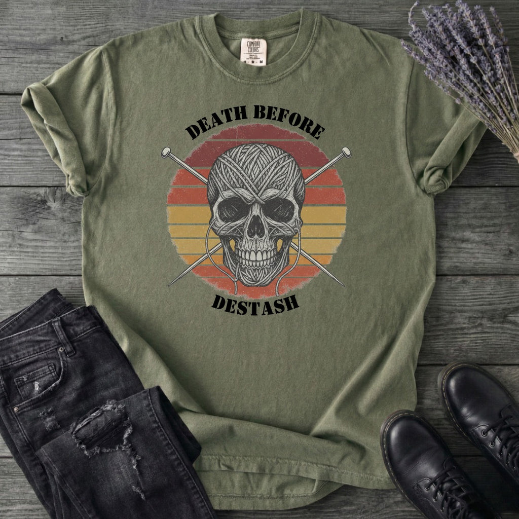 Death Before Destash Yarn Skull T-Shirt