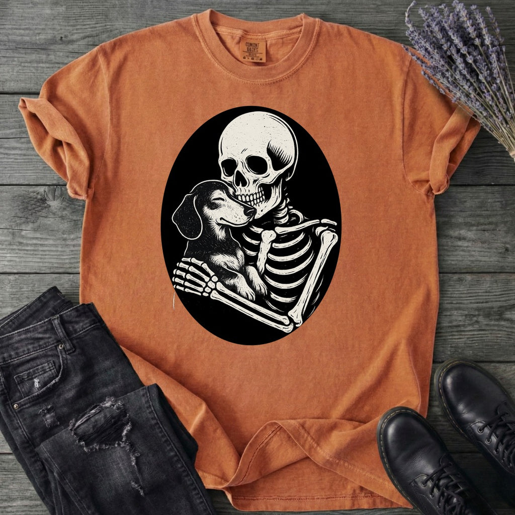 Skeleton Dachshund Hug T-Shirt
