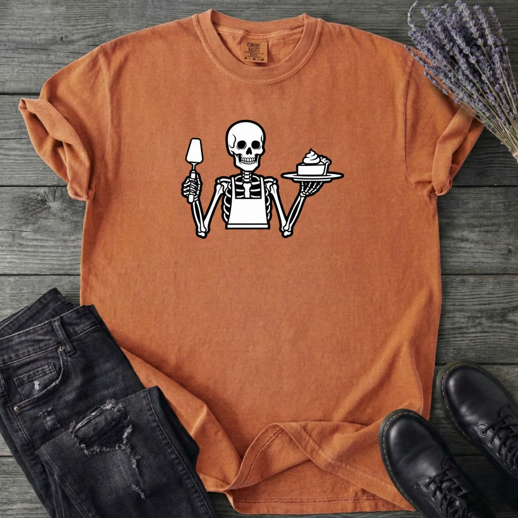 Skeleton Serving Pie T-Shirt