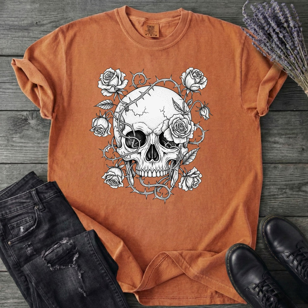 Macabre Floral Skull T-Shirt