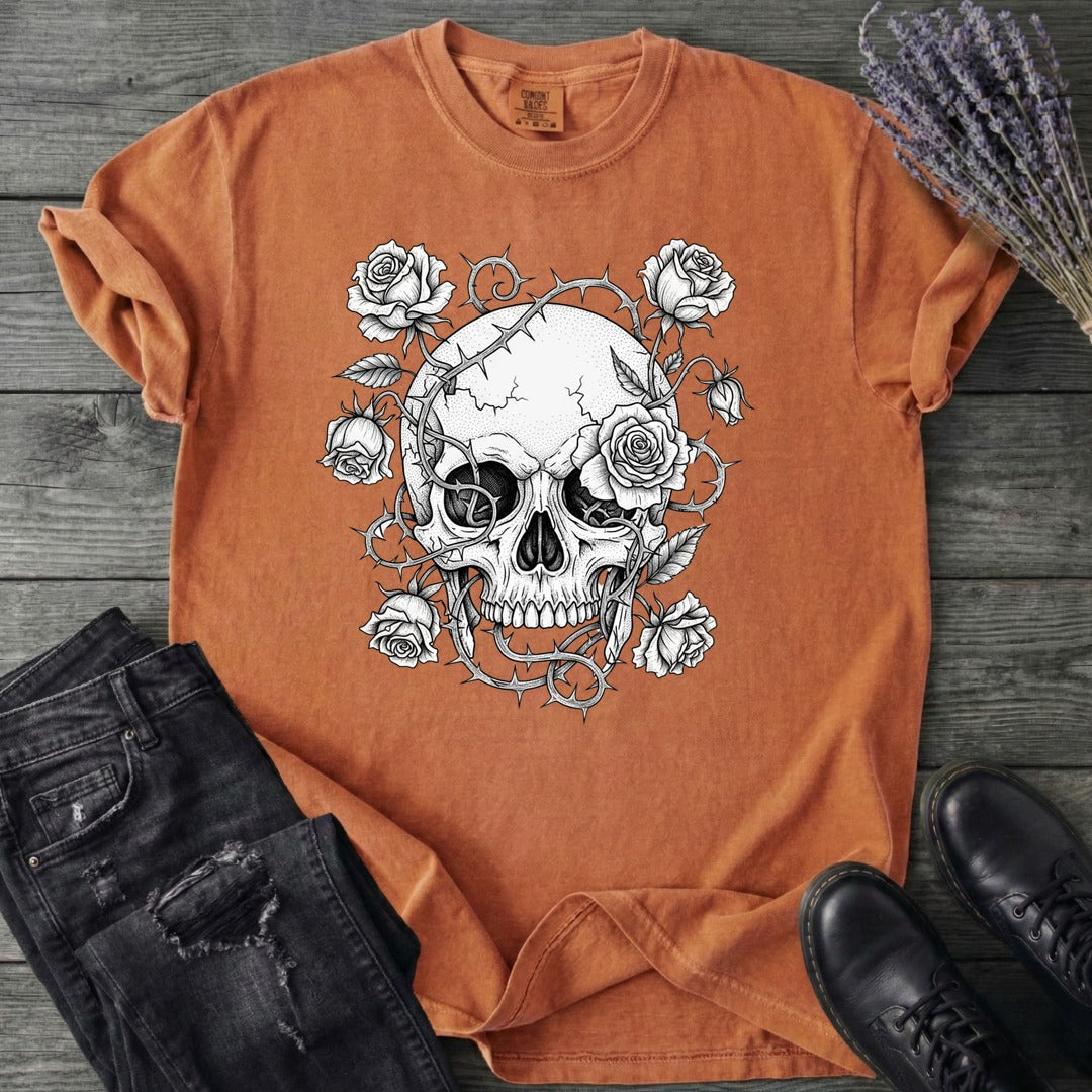 Macabre Floral Skull T-Shirt
