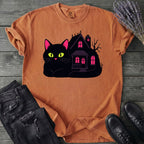 Black Cat Haunted House T-Shirt