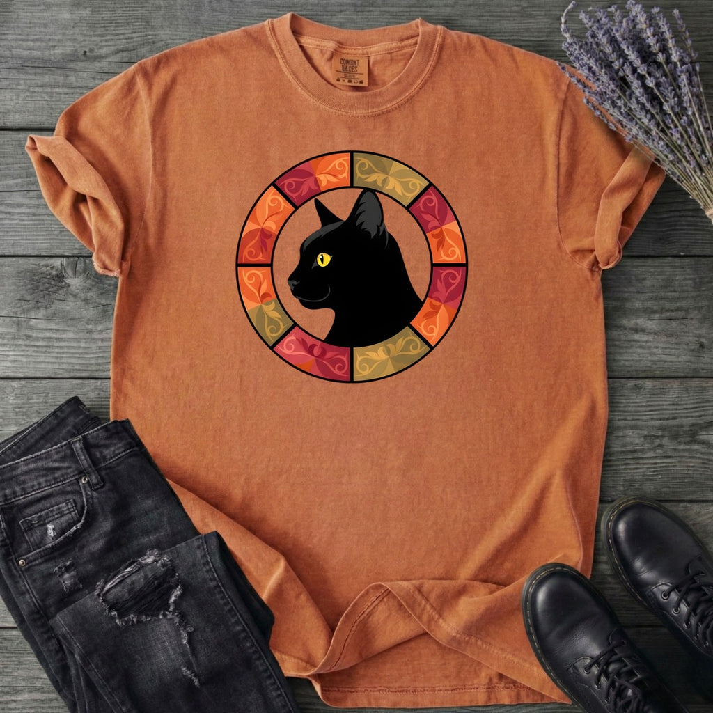 Black Cat Autumn Medallion T-Shirt